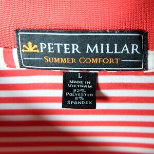 Peter Millar Polo Mens Large White Red Striped Streamsong Summer Comfort Golf